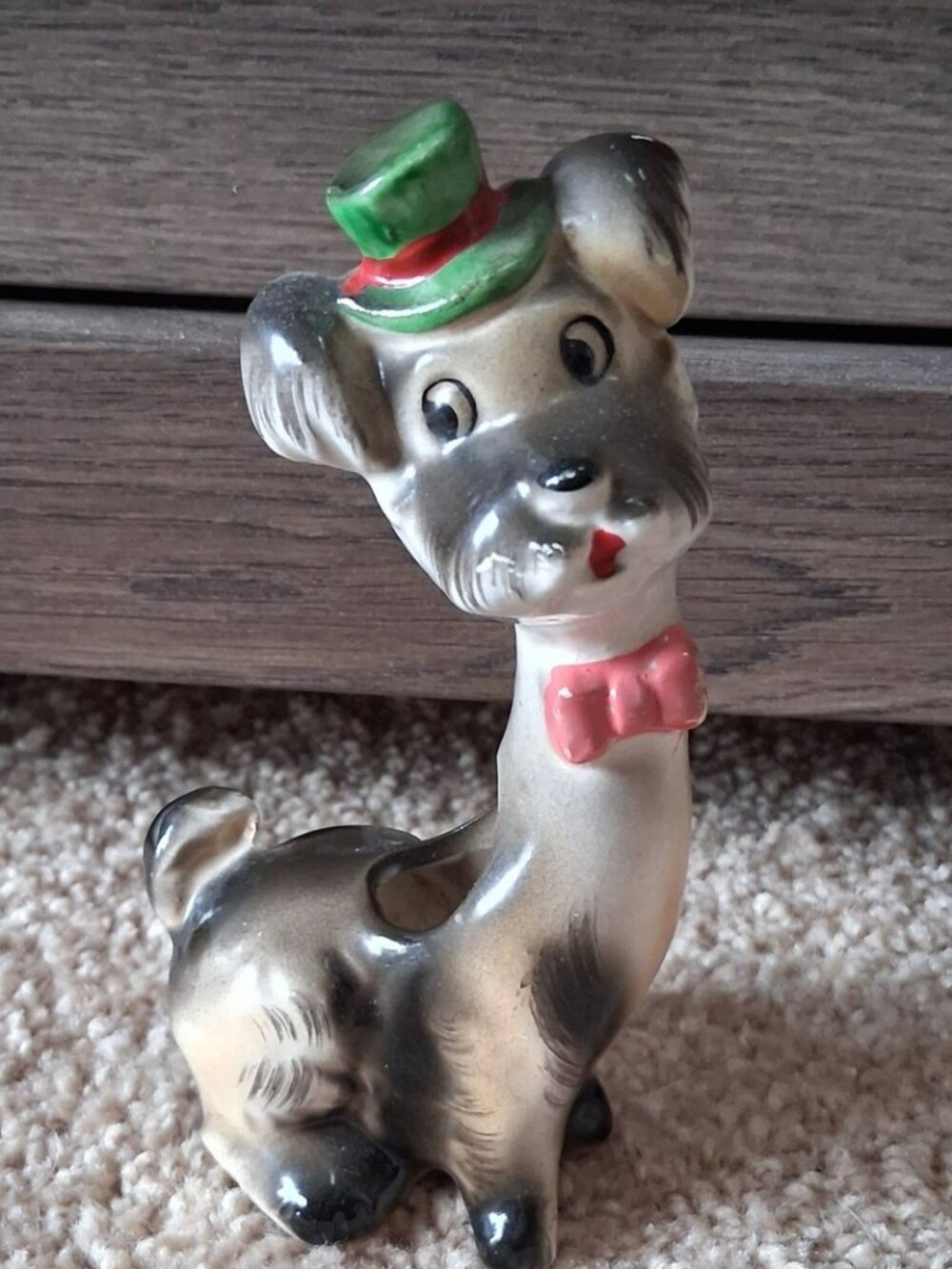 Vintage Mid Century Terrier Schnauzer Japan Ceramic Planter Figurine Dog Puppy